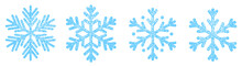 Set Snowflake Icon Graphic. Beautiful Blue Snowflake Dusted With Small Ice Crystals