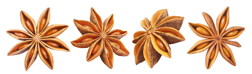 Sticker - Star anise collection, isolated on white background