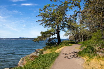 Wall Mural - path along the waterfront on a spring day in Nanaimo, British Columbia, Canada