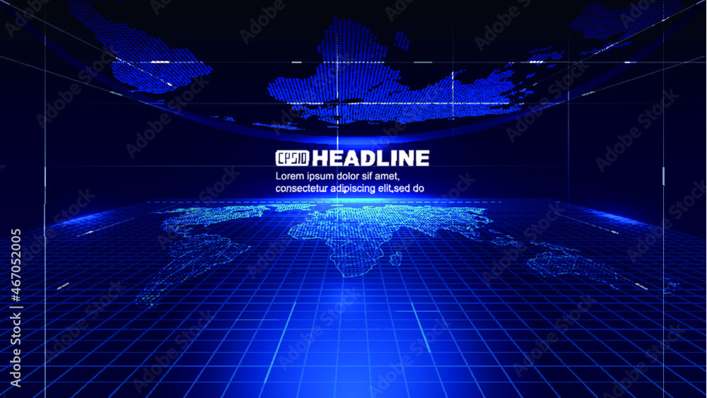 Internet technology internationalization globalization futuristic space exhibition hall background