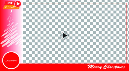 Wall Mural - video frame for Merry Christmas event transparent background compatible with any platform for video conferencing, livestream 16:9 landscape dimensions