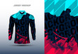 Long sleeve sports jersey design for football, racing, cycling, game jersey. Vector.