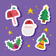 Canvas Print - icons christmas stickers