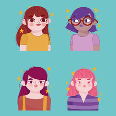 Sticker - set of young women