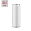 White glossy drink can mockup. Vector illustration.