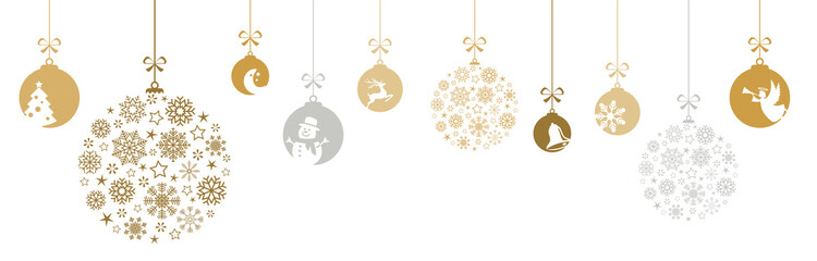 Wall Mural - hanging baubles for christmas time with snow flakes
