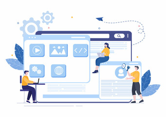 Wall Mural - software development and programming code on computer vector illustration for technology, engineer t