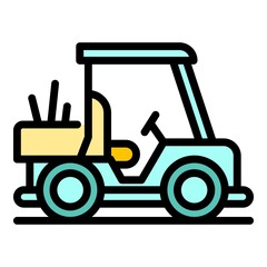 Sticker - Golf vehicle icon. Outline golf vehicle vector icon color flat isolated
