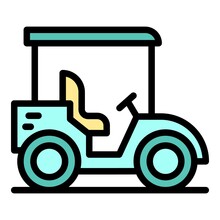 Big Golf Cart Icon. Outline Big Golf Cart Vector Icon Color Flat Isolated