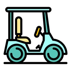Poster - Caddy golf cart icon. Outline caddy golf cart vector icon color flat isolated