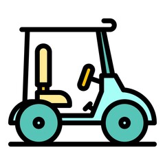 Sticker - Driving golf cart icon. Outline driving golf cart vector icon color flat isolated