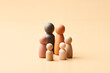 Multiracial couple with kids figurines