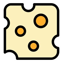 Sticker - Sliced cheese icon. Outline sliced cheese vector icon color flat isolated