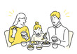 © emma - 家族団らんで食卓を囲んでご飯を食べるイメージイラスト素材
