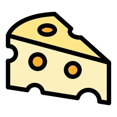 Wall Mural - Cheese dairy slice icon. Outline cheese dairy slice vector icon color flat isolated