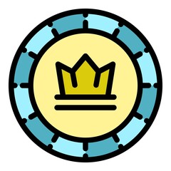 Canvas Print - Crown token icon. Outline crown token vector icon color flat isolated