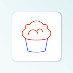 Poster - Line Muffin icon isolated on white background. Colorful outline concept. Vector