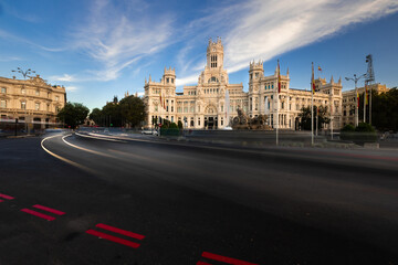 Wall Mural - Cibeles fountain and Cibeles palace at Madrid city center, Spain.