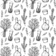 © Kseniia - Hand drawn seasoning seamless pattern. Vector illustration in sketch style