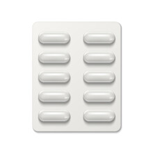 Capsule Pills In Blister Pack. Twelve Tablets In An Opaque Package. Vector Illustration.