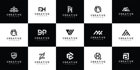 Wall Mural - Set of initial abstract monogram logo designs, icons for luxury business, simple and random.