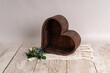 wooden heart with flowers for photographic background prop newborn