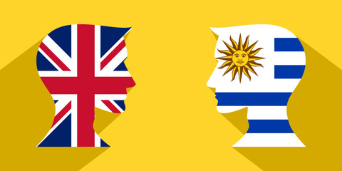 Wall Mural - face to face concept. british vs uruguay. vector illustration