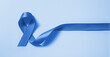Blue ribbon symbol of world diabetes day 14 november banner format copy space