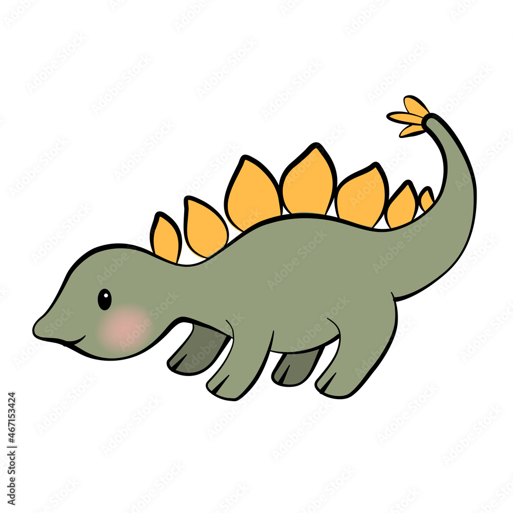 Baby dinosaur vector illustration. Cute stegosaurus cartoon isolated ...