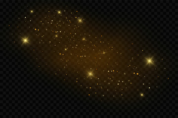 Wall Mural - Christmas golden dust, yellow sparks and golden stars shine with a special light.