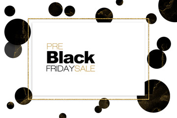 Wall Mural - Pre Black Friday sale poster or card design with gold glitter. Business advertising, flyer, card, poster or label design.