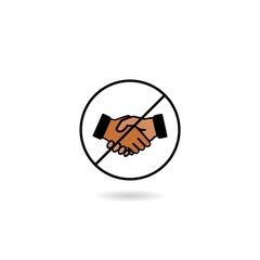 Canvas Print - No handshake icon with shadow isolated on white background 