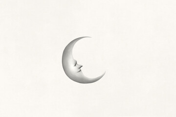 Wall Mural - illustration of esoteric retro moon, surreal minimal icon