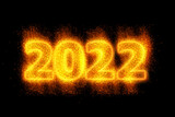 Fototapeta  - 3D illustration New Year concept 2022 design with text fire.