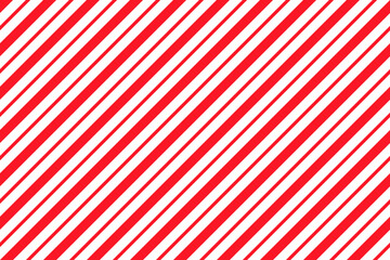 Candy cane striped pattern. Seamless Christmas red background. Peppermint wrapping print. Cute caramel package texture. Xmas holiday diagonal lines. Abstract geometric paper. Vector illustration.