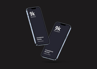 Wall Mural - sierra blue smartphone mockup | fully editable file, replaceable screen, separated shadow and backgr