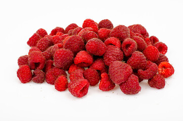 Wall Mural - Fresh sweet ripe red raspberries. Studio Photo.