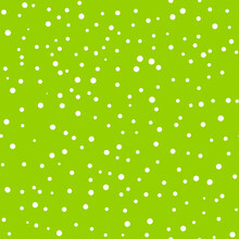 Abstract Hand Drown Polka Dots Background. Green Dotted Seamless Pattern With White Circles. Template Design For Invitation, Poster, Card, Flyer, Textile, Fabric