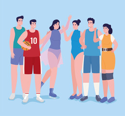 Canvas Print - six athletes sport characters