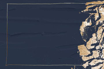 Canvas Print - gold glitter frame vector on navy background