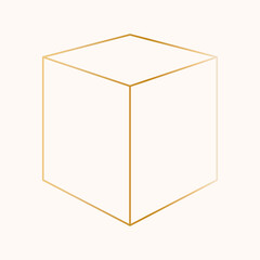 Minimal gold cube shape vector