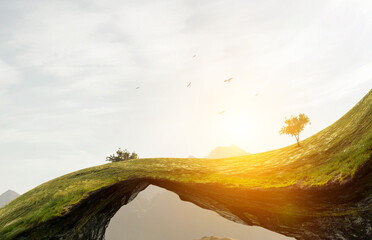 Poster - Green curved landscape with grass