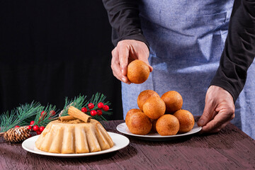 Wall Mural - Buñuelos and natilla, delicious Colombian combination