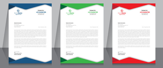 Wall Mural - Letterhead format template, business style letterhead design template. Company letterhead template designs.