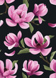 Seamless pattern of Magnolia flower background template. Vector set of floral element for tropical print, wedding invitations, greeting card, brochure, banners and fashion design.