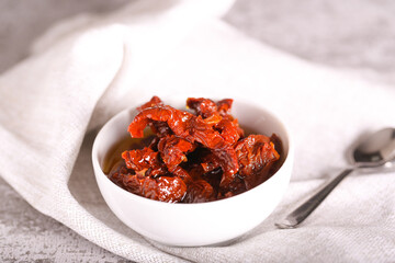 tomatoes dried in oil are on the table