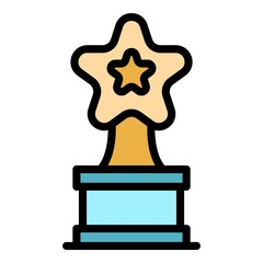 Poster - Star award icon. Outline star award vector icon color flat isolated