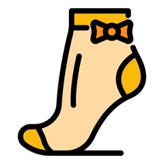 Sticker - Girl socks icon. Outline girl socks vector icon color flat isolated