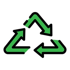 Sticker - Recycle triangle icon. Outline recycle triangle vector icon color flat isolated