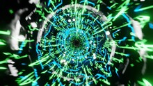 Seamlessly Looped Abstract Connections Concept Circular Endless Tunnel Background For Music, Nightclub Or Party. 3d Visual Animation
